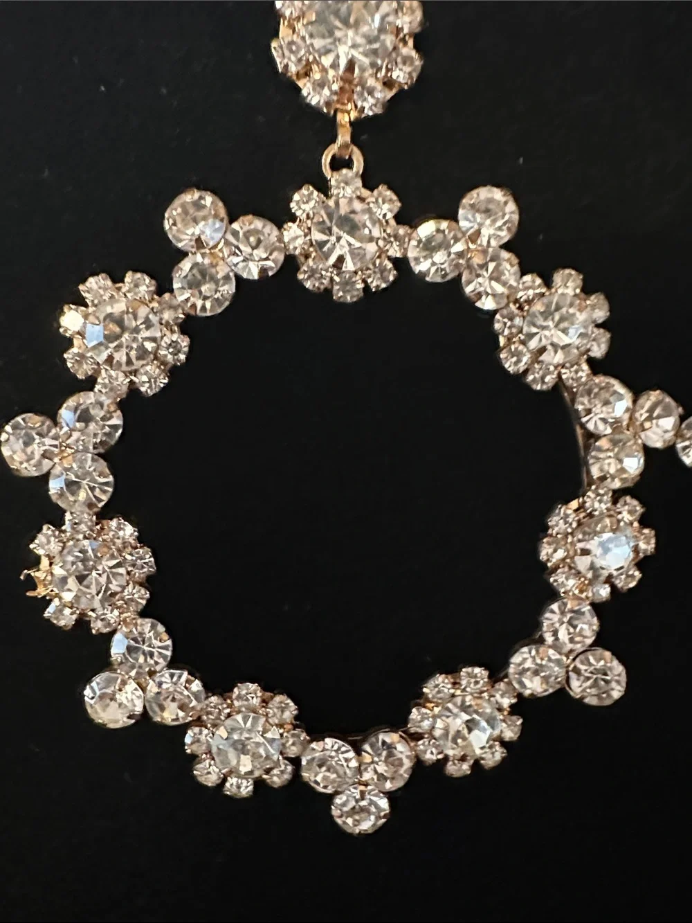 Crystal Floral Hoop Earrings - Silver Tone